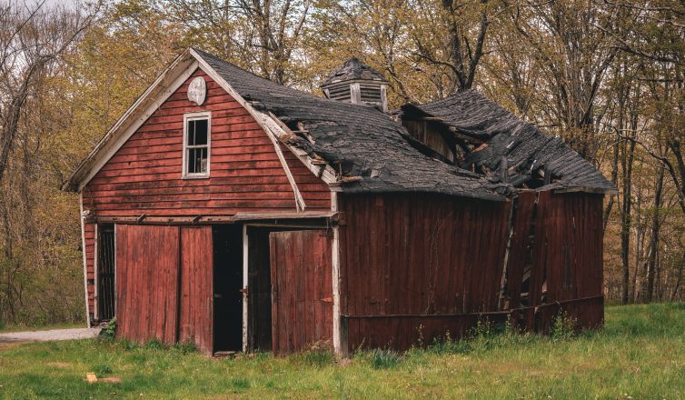 wooden barn ready for demolition